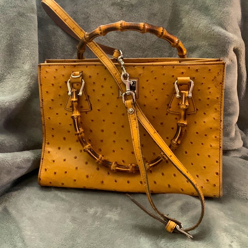 Dooney & Bourke Bags Vtg Dooney & Bourke Ostrich Satchel Bamboo Handle